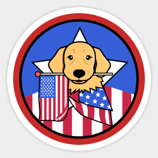 America Puppy 4th of July Patriotic Sticker